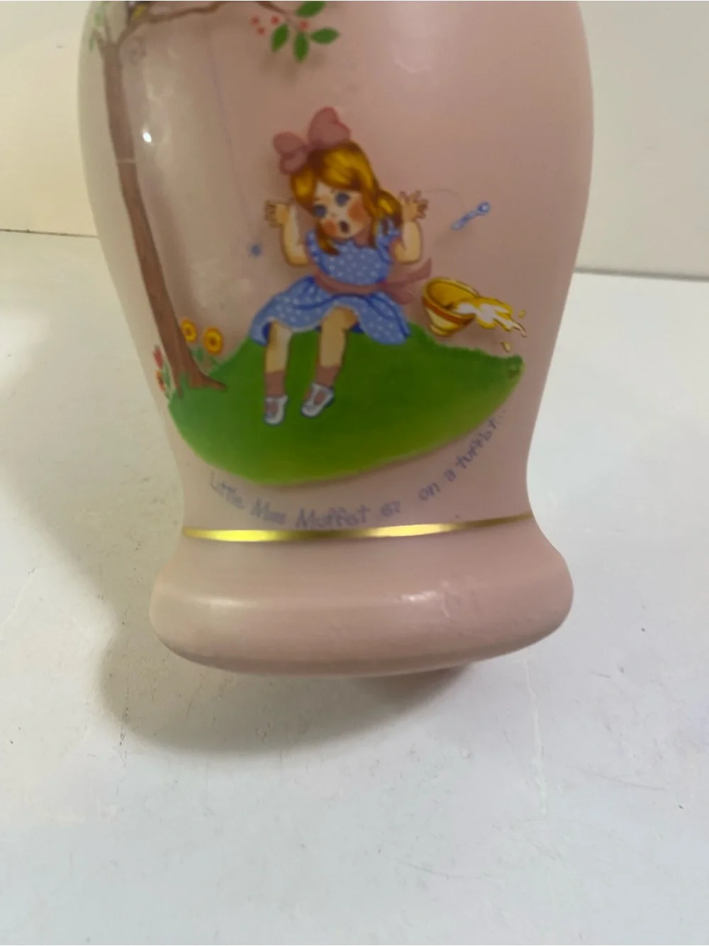 *Project Piece* Little Miss Muffet Pink Glass Lamp Base Electrical Removed